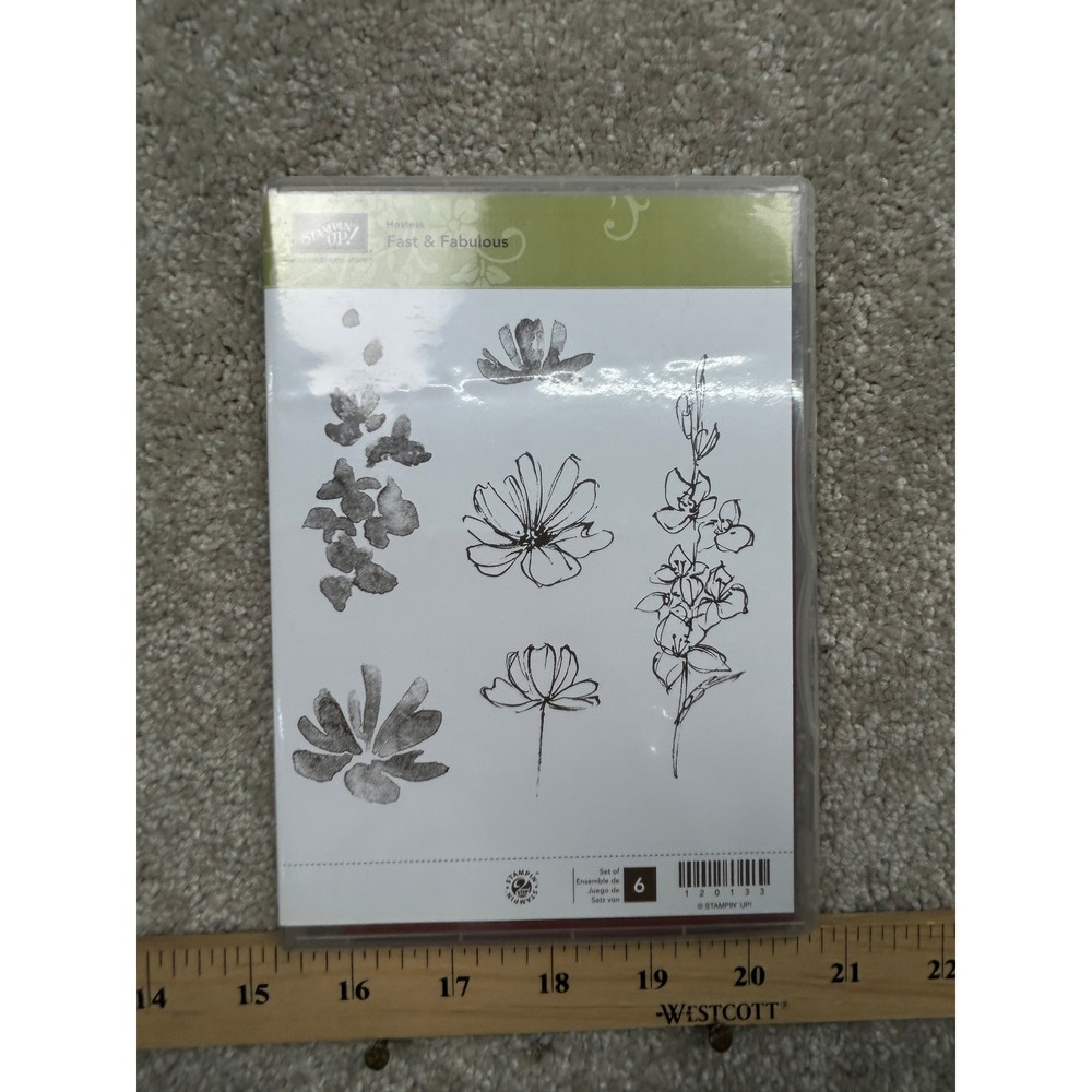 Stampin Up Fast Fabulous 120133 Clear Mount Rubber Stamps Hostess Floral 6pc